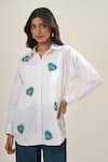 Buy_Elarra By Pratyancha_White Poplin Embroidery, Sequins Collared, Royal Mini Heart Embellished Shirt _at_Aza_Fashions