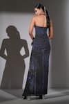 Shop_Nikita Mhaisalkar_Blue Lycra Halter Neck, Galaxy Print Corset Bodycon Maxi Dress _at_Aza_Fashions