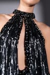 Nikita Mhaisalkar_Black Lurex, Georgette Studs Halter , Keyhole Galaxy Print Maxi Dress _at_Aza_Fashions