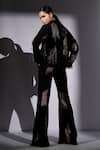 Shop_Nikita Mhaisalkar_Black Suiting Embroidery, Beads Holographic Blazer And Pant Set _at_Aza_Fashions