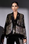 Buy_Nikita Mhaisalkar_Black Suiting Embroidery, Beads Holographic Blazer And Pant Set _Online_at_Aza_Fashions