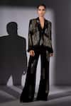 Shop_Nikita Mhaisalkar_Black Suiting Embroidery, Beads Holographic Blazer And Pant Set _Online_at_Aza_Fashions