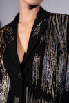 Buy_Nikita Mhaisalkar_Black Suiting Embroidery, Beads Holographic Blazer And Pant Set 