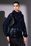 Buy_Nikita Mhaisalkar_Navy Knit, Cotton Cowl Neck Jumper With Scarf _Online_at_Aza_Fashions