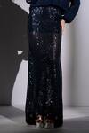 Nikita Mhaisalkar_Navy Georgette Sequins Long Skirt _at_Aza_Fashions