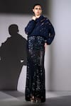 Buy_Nikita Mhaisalkar_Navy Georgette Sequins Long Skirt 