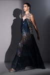 Nikita Mhaisalkar_Silver Tulle Beads, Stones Round Neck Rockstar Embroidered Sleeveless Gillet _Online_at_Aza_Fashions