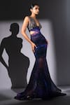 Nikita Mhaisalkar_Purple Georgette Beads, Sequins V-neck Galaxy Cut-out Maxi Dress _Online_at_Aza_Fashions
