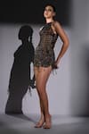 Nikita Mhaisalkar_Tweed Beads, Tassels Comet Embroidered Short Skirt  _Online_at_Aza_Fashions