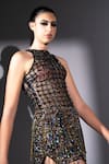 Nikita Mhaisalkar_Tweed Beads, Tassels Comet Embroidered Short Skirt  _at_Aza_Fashions