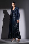 Buy_Nikita Mhaisalkar_Navy Georgette Sequins Square Neck Sheeted Slip Maxi Dress _at_Aza_Fashions