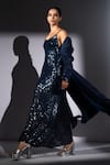 Shop_Nikita Mhaisalkar_Navy Georgette Sequins Square Neck Sheeted Slip Maxi Dress _Online_at_Aza_Fashions