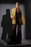 Buy_Nikita Mhaisalkar_Gold Tweed Textured Blazer _at_Aza_Fashions