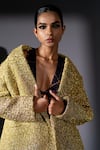 Nikita Mhaisalkar_Gold Tweed Textured Blazer _at_Aza_Fashions