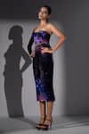 Buy Nikita Mhaisalkar Purple Velvet, Silk Buckles Bandeau Neck Galaxy Print Tube Dress With Belt Online at Aza Fashions Buy_Nikita Mhaisalkar_Purple Velvet, Silk Buckles Bandeau Neck Galaxy Print Tube Dress With Belt _Online_at_Aza_Fashions