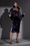 Buy_Nikita Mhaisalkar_Purple Velvet High Neck Galaxy Print Puffer Jacket _at_Aza_Fashions