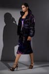 Shop_Nikita Mhaisalkar_Purple Velvet High Neck Galaxy Print Puffer Jacket _at_Aza_Fashions