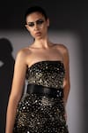 Buy_Nikita Mhaisalkar_Black Suiting Beads, Sequins Bandeau Neck Night Sky Embroidered Short Dress _Online_at_Aza_Fashions