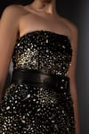 Shop_Nikita Mhaisalkar_Black Suiting Beads, Sequins Bandeau Neck Night Sky Embroidered Short Dress _Online_at_Aza_Fashions