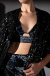 Shop_Nikita Mhaisalkar_Black Tulle Sequins, Beads Open Neck Star Jacket _Online_at_Aza_Fashions