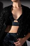 Buy_Nikita Mhaisalkar_Black Tulle Embroidery V-neck Holographic Space Bralette And Shorts Set 