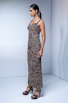 Buy_Nikita Mhaisalkar_Black Tweed Embroidery Sweetheart Neck Bodycon Maxi Dress _Online_at_Aza_Fashions