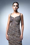 Shop_Nikita Mhaisalkar_Black Tweed Embroidery Sweetheart Neck Bodycon Maxi Dress _Online_at_Aza_Fashions