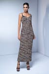 Buy_Nikita Mhaisalkar_Black Tweed Embroidery Sweetheart Neck Bodycon Maxi Dress _at_Aza_Fashions