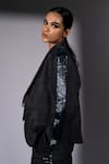 Nikita Mhaisalkar_Gray Suiting Sequins Asymmetric Cutpipe Embroidered Blazer And Pant Set  _Online_at_Aza_Fashions