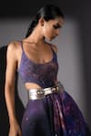 Nikita Mhaisalkar_Purple Lycra Crystals Scoop Neck Galaxy Cut-out Swaroski Embellished Bodysuit _Online_at_Aza_Fashions