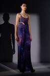 Buy_Nikita Mhaisalkar_Purple Lycra Galaxy Print Draped Bodycon Skirt _Online_at_Aza_Fashions