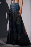 Shop_Nikita Mhaisalkar_Blue Georgette Galaxy Print Pleated Flare Skirt _Online_at_Aza_Fashions