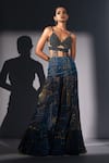 Buy_Nikita Mhaisalkar_Blue Georgette Galaxy Print Pleated Flare Skirt _at_Aza_Fashions