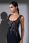Buy_Nikita Mhaisalkar_Black Suiting Embroidery Scoop Neck Meteor Midi Dress _Online_at_Aza_Fashions