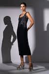 Nikita Mhaisalkar_Black Suiting Embroidery Scoop Neck Meteor Midi Dress _at_Aza_Fashions