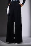 Nikita Mhaisalkar_Navy Suiting Luxe Wide Leg Trouser _Online_at_Aza_Fashions