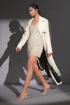 Nikita Mhaisalkar_White Suiting Collared Long Trench Coat _Online_at_Aza_Fashions