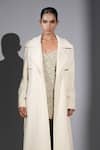 Buy_Nikita Mhaisalkar_White Suiting Collared Long Trench Coat _Online_at_Aza_Fashions