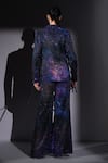 Shop_Nikita Mhaisalkar_Purple Georgette Sequins Galaxy Print Blazer And Pant Set _at_Aza_Fashions