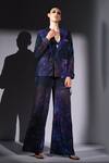 Buy_Nikita Mhaisalkar_Purple Georgette Sequins Galaxy Print Blazer And Pant Set _at_Aza_Fashions