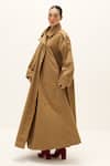 Kharakapas_Brown Cotton Heartstone Trench Coat _at_Aza_Fashions