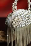 Buy_Nayaab By Sonia_Silver Crystals, Fringe, Pearls, Diamond Hinted Radiance And Metallic Clutch _Online_at_Aza_Fashions
