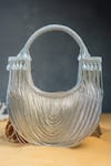 Nayaab By Sonia_Silver Chains, Tassels, Beads Hinted Sailor Metallic Bag _at_Aza_Fashions