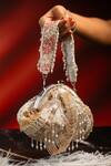 Buy_Nayaab By Sonia_Silver Beads, Pearls, Sequins, Tassels Briller Scallop Embellished Clutch _Online_at_Aza_Fashions