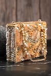 Nayaab By Sonia_Gold Beads, Sequins, Pearls Kasse Studded Box Clutch _Online_at_Aza_Fashions