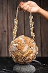 Buy_Nayaab By Sonia_Gold Sequins, Beads, Pearls Soccer Beadwork Ball Clutch _at_Aza_Fashions