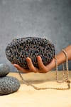 Buy_Nayaab By Sonia_Black Beads Obsidian Grace Eclipse Oval Clutch _Online_at_Aza_Fashions