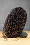 Shop_Nayaab By Sonia_Black Beads Obsidian Grace Eclipse Oval Clutch _at_Aza_Fashions