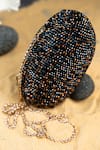 Shop_Nayaab By Sonia_Black Beads Obsidian Grace Eclipse Oval Clutch _Online_at_Aza_Fashions