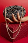 Buy_Nayaab By Sonia_Black Beads Obsidian Grace Eclipse Oval Clutch 